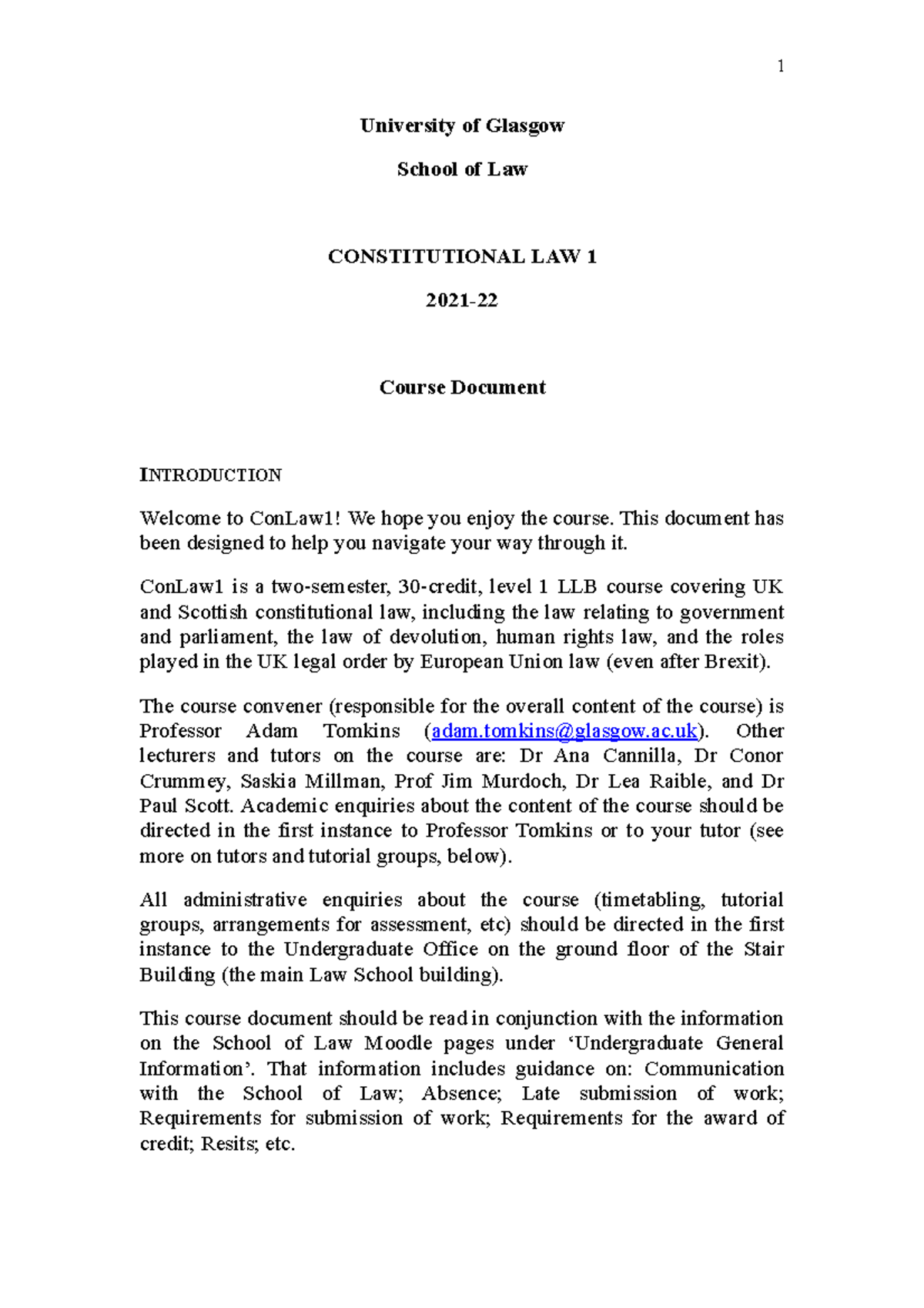 Course Document - Please Read - University of Glasgow School of Law ...