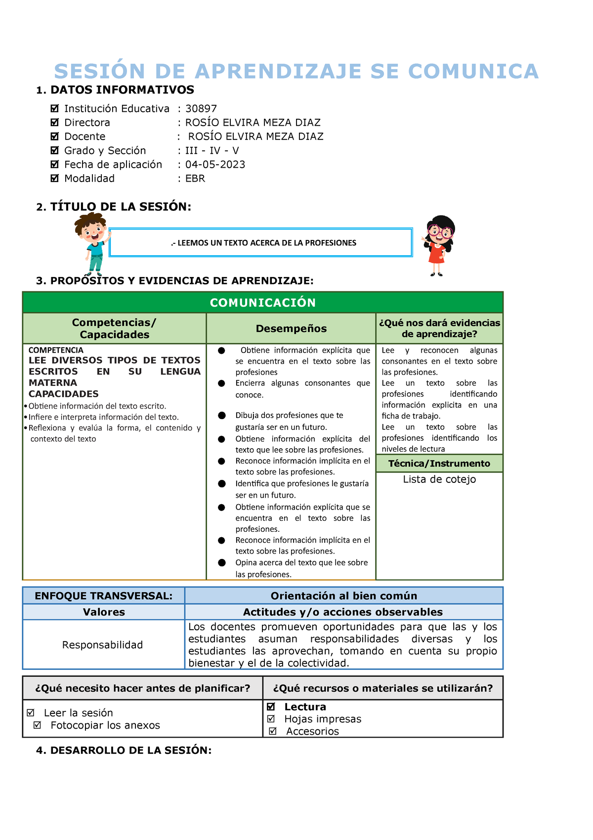 Sesión DE Aprendizaje DE Comunicacion - Jueves 04 De Mayo - SESIÓN DE ...