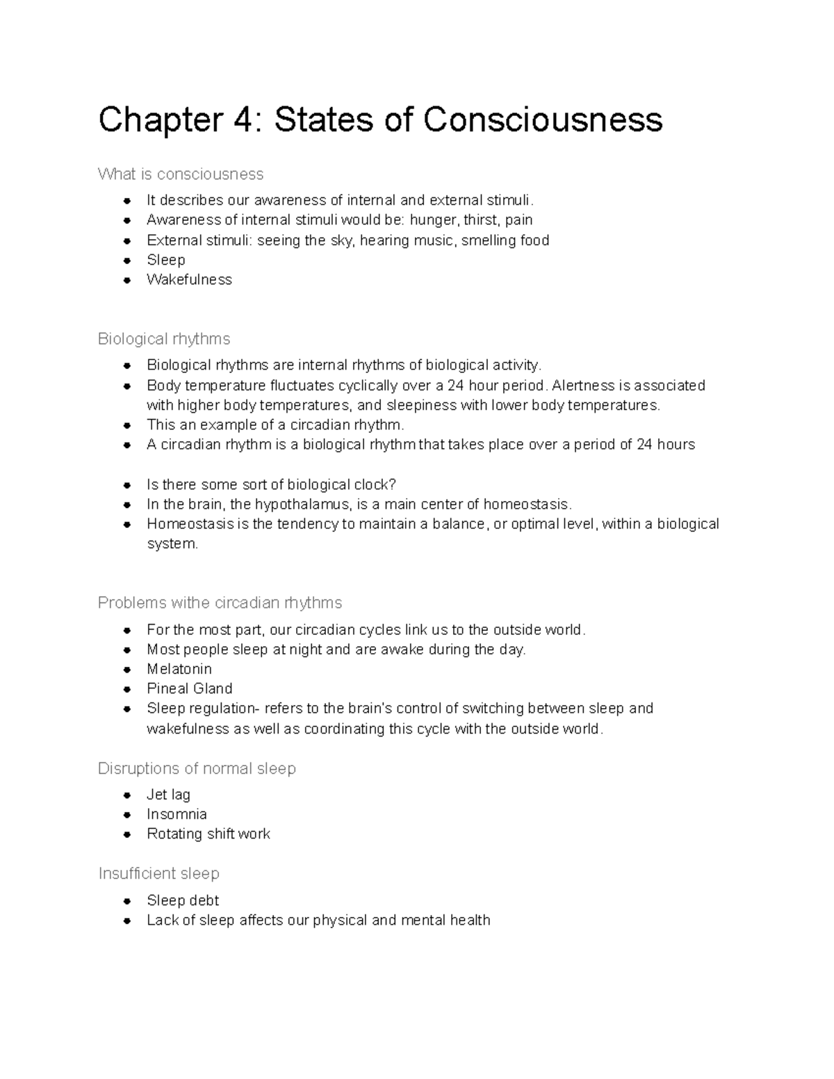 Chapter 4 States of Consciousness - Chapter 4: States of Consciousness ...