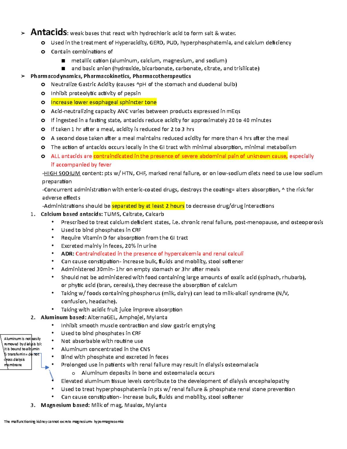 Nursing Notes This would be a big help to all students Antacids