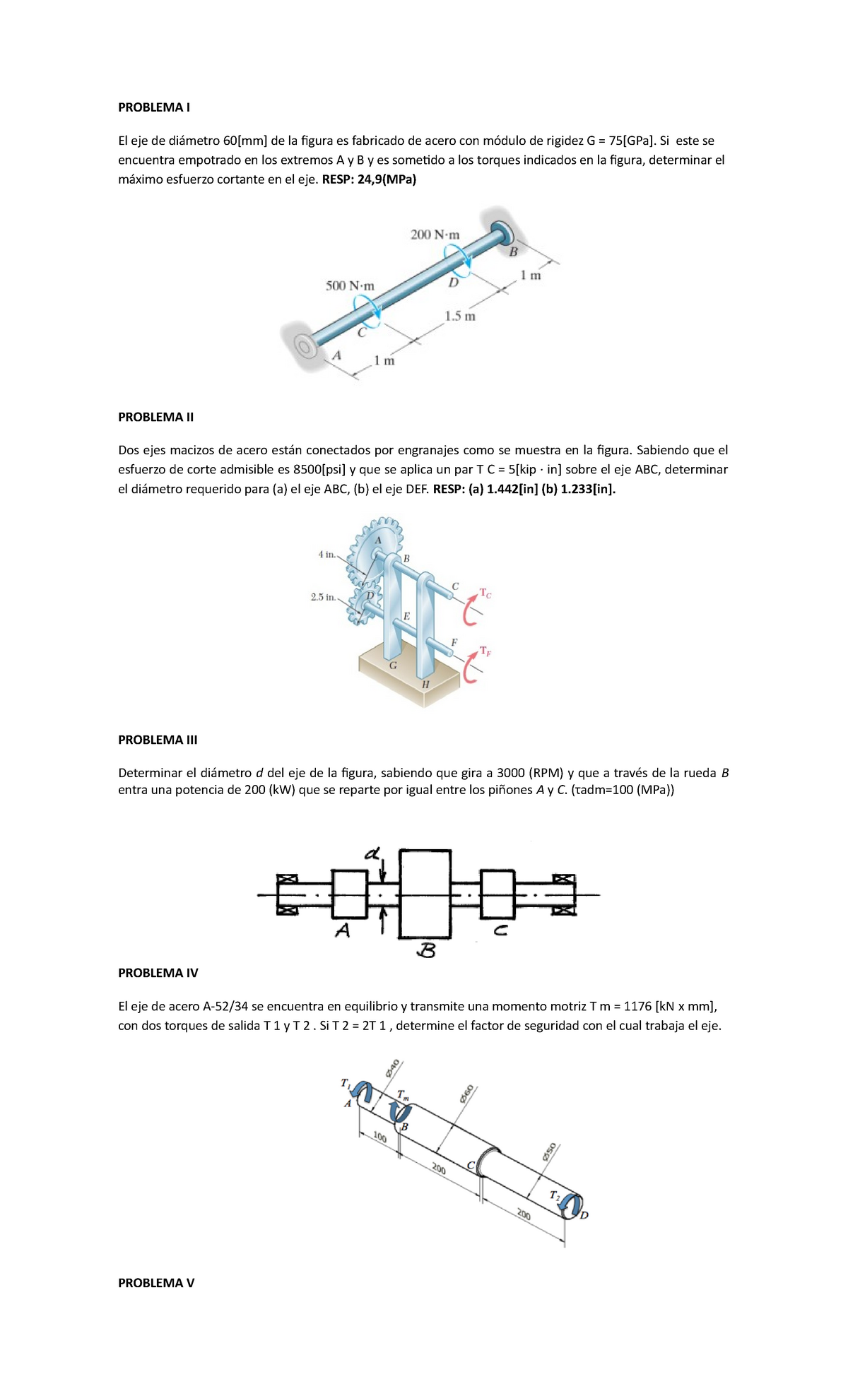 S06.s1 - Tarea - Torsion - PROBLEMA I El Eje De Diámetro 60[mm] De La ...