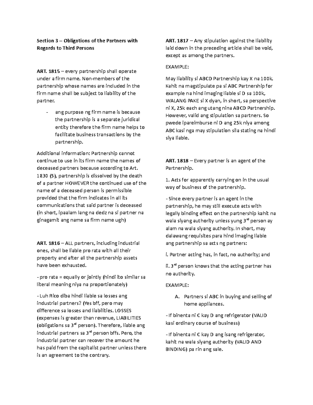 Acclaw- Notes - vb rtb n grbhor - Section 3 – Obligations of the ...