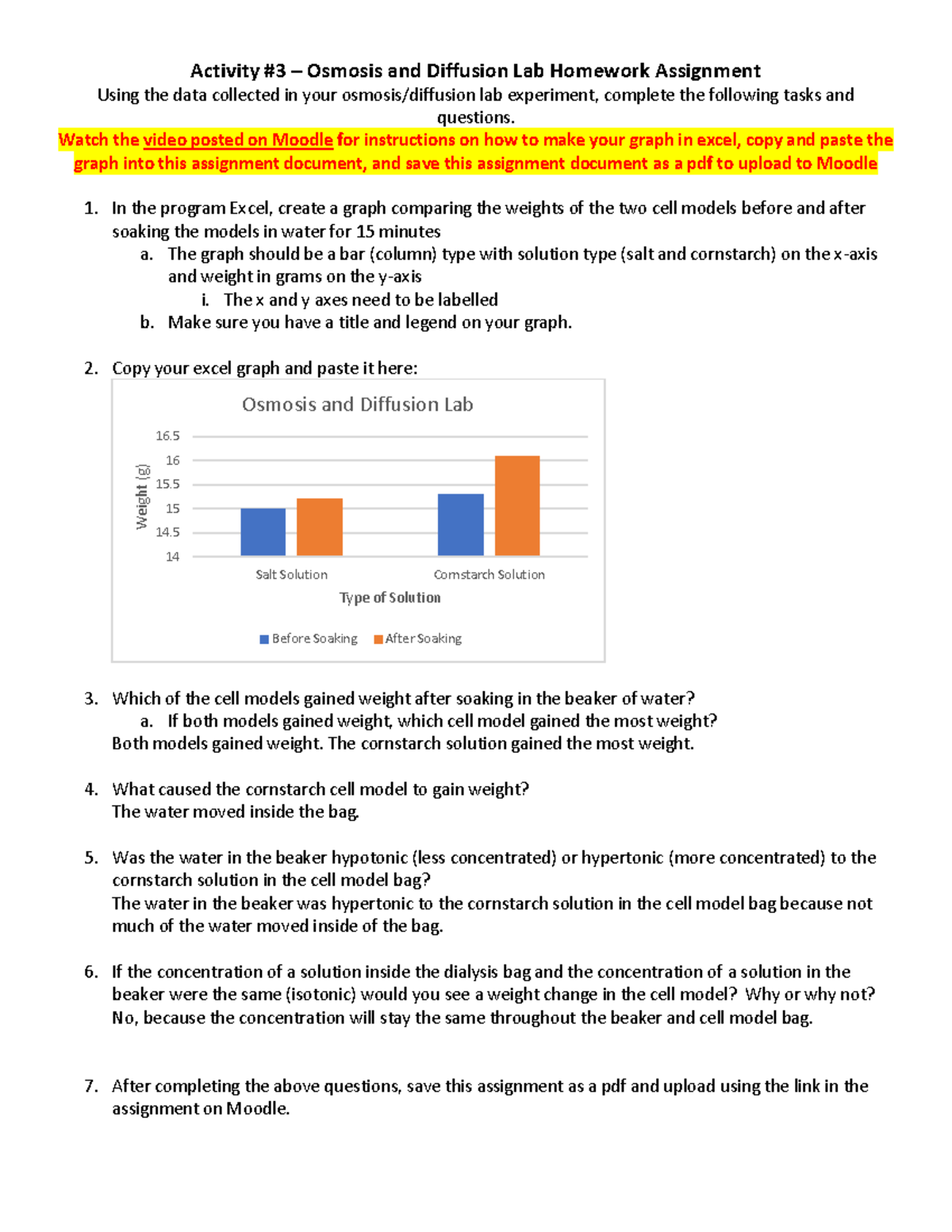 BIOL 112 Activity #3 - Activity #3 – Osmosis and Diffusion Lab Homework ...