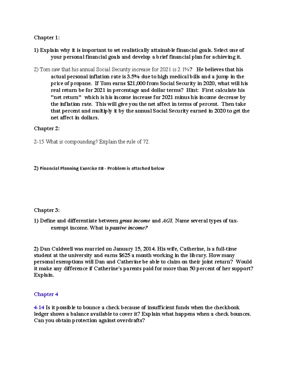 Mid-Term Exam - Mid Term For Personal Finance - Chapter 1: Explain Why ...