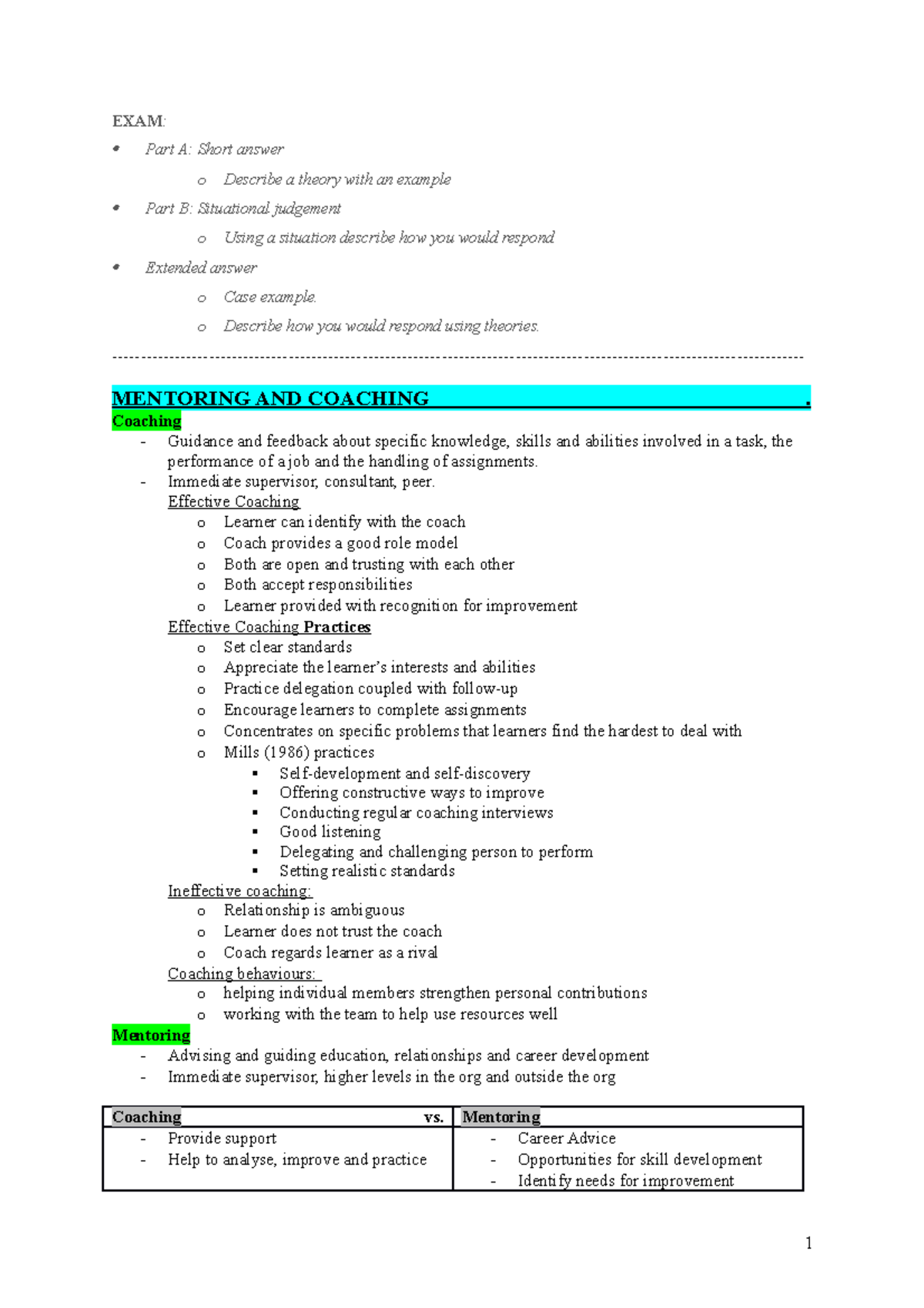 Exam notes - Unfinished - EXAM: Part A: Short answer o Describe a ...