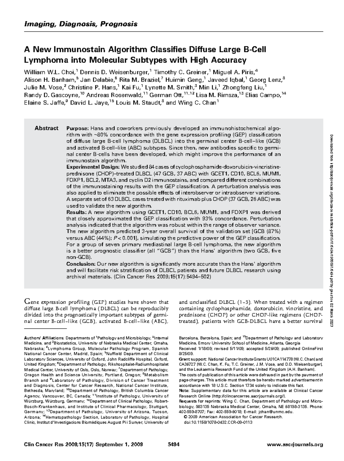 Artikkel 2 - Imaging, Diagnosis, Prognosis A New Immunostain Algorithm ...