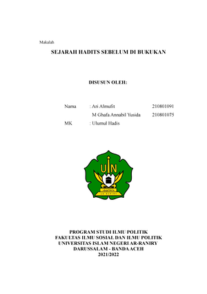 Makalah Unsur- Unsur Hadist - UNSUR-UNSUR HADIST Dosen Pengampu : Dr ...