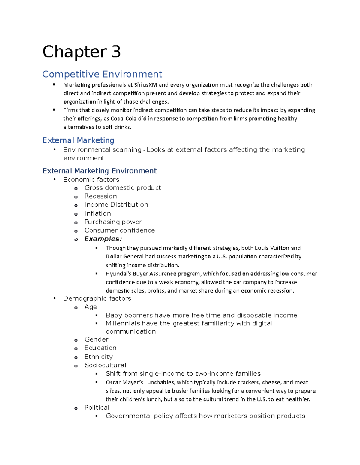 Chapter 3 - Lecture And Book Notes From Ch3. - Chapter 3 Competitive ...