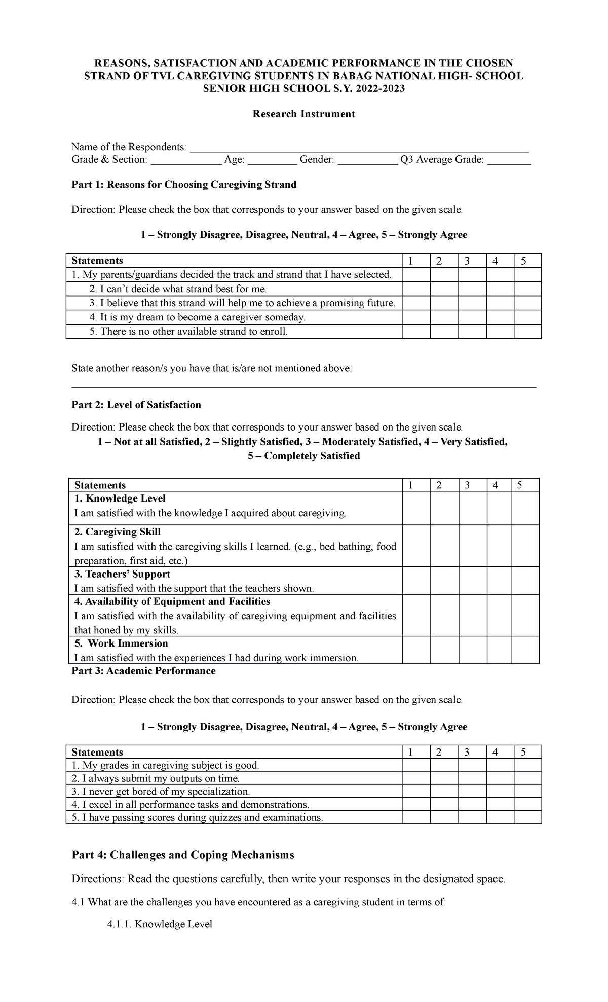 12-JIT G2 Questionnaire - REASONS, SATISFACTION AND ACADEMIC ...