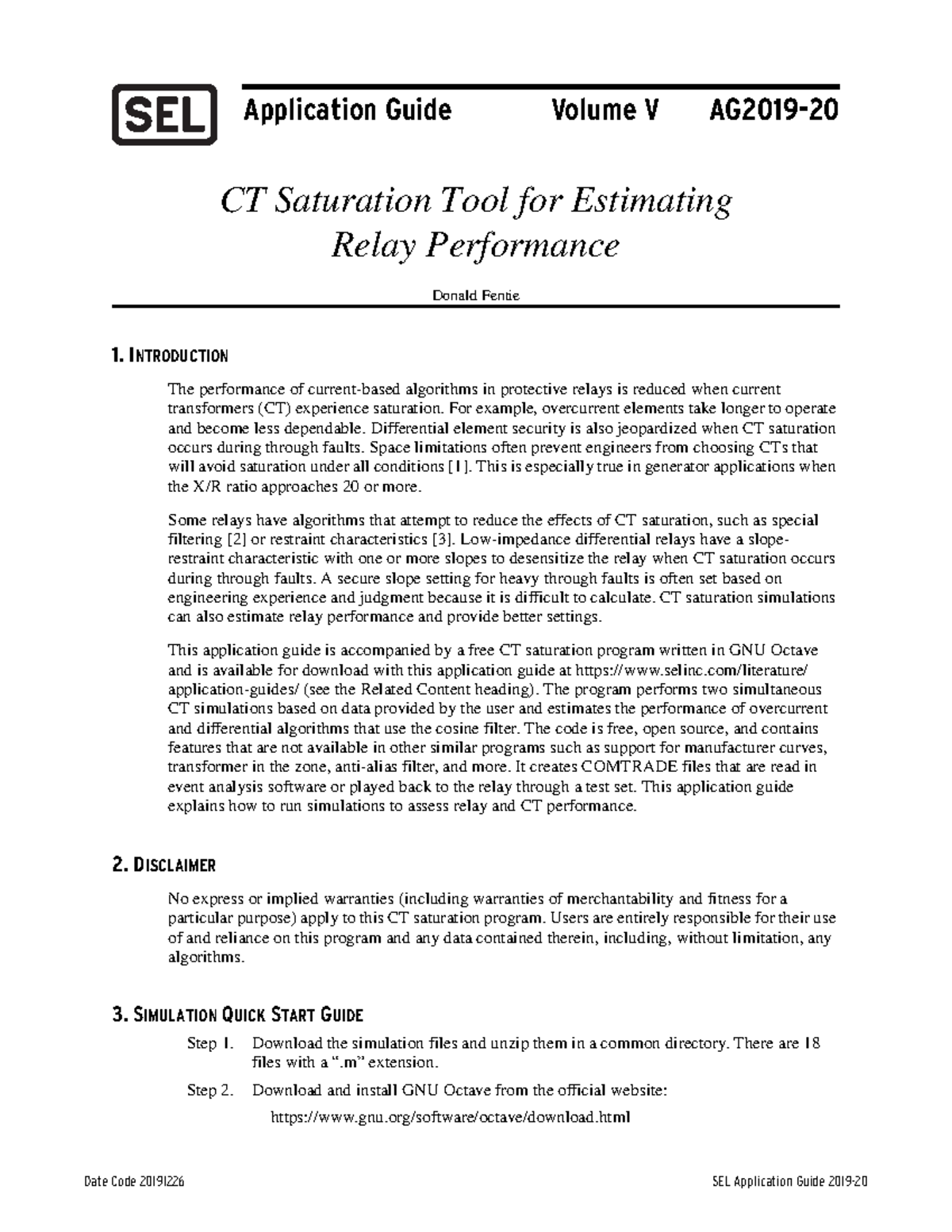 AG2019-20 2019 0920 - CT saturation - Date Code 20191226 SEL ...