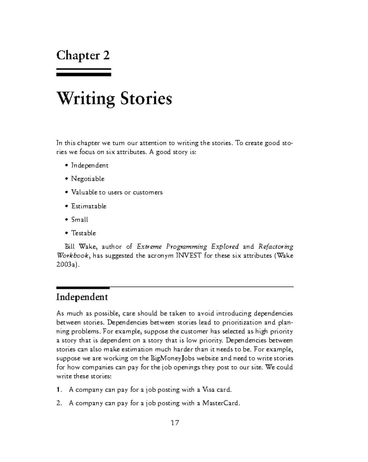 User Stories Applied Capitulo 2 - 17 Chapter 2 Writing Stories In this ...