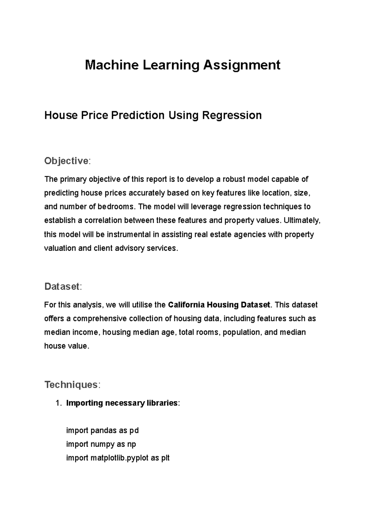 Machine Learning Assignment - Google Docs - Machine Learning Assignment ...