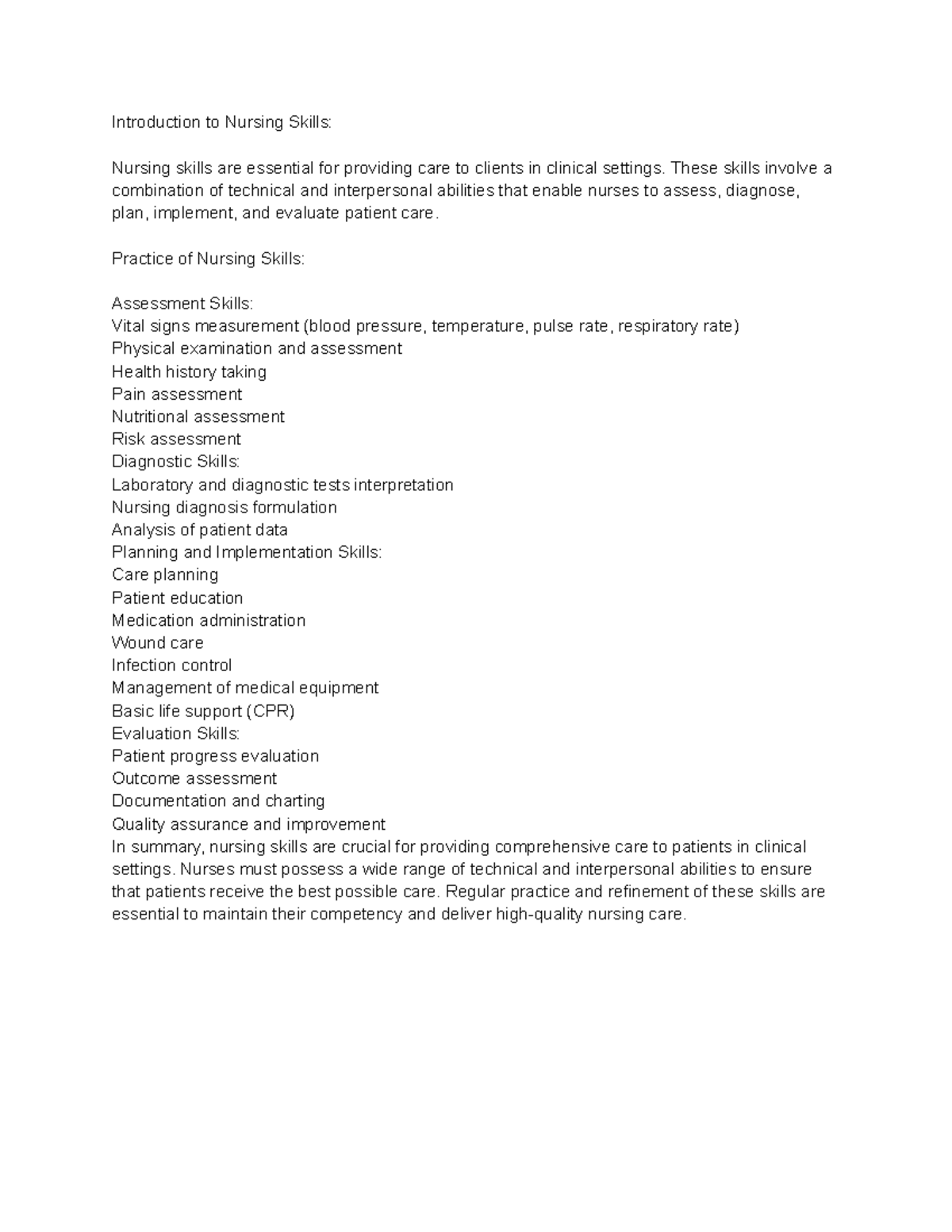L2 - Introduction to Nursing Skills - Introduction to Nursing Skills ...