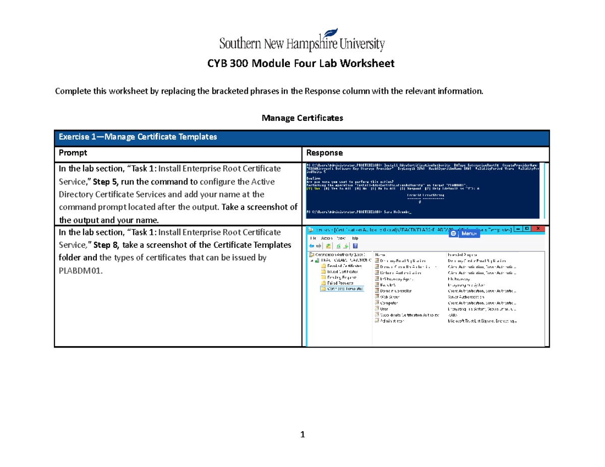 CYB 300 Module Four Lab - Manage Certificates Exercise 1—Manage ...