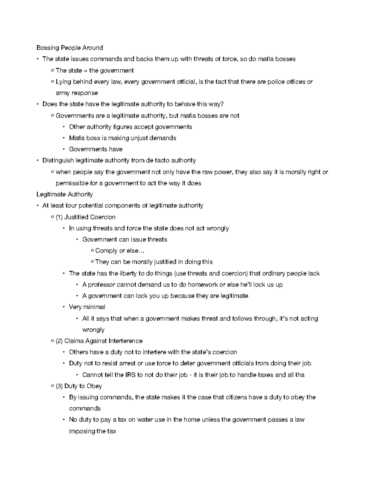 Political Obligation These notes review the idea of the state using