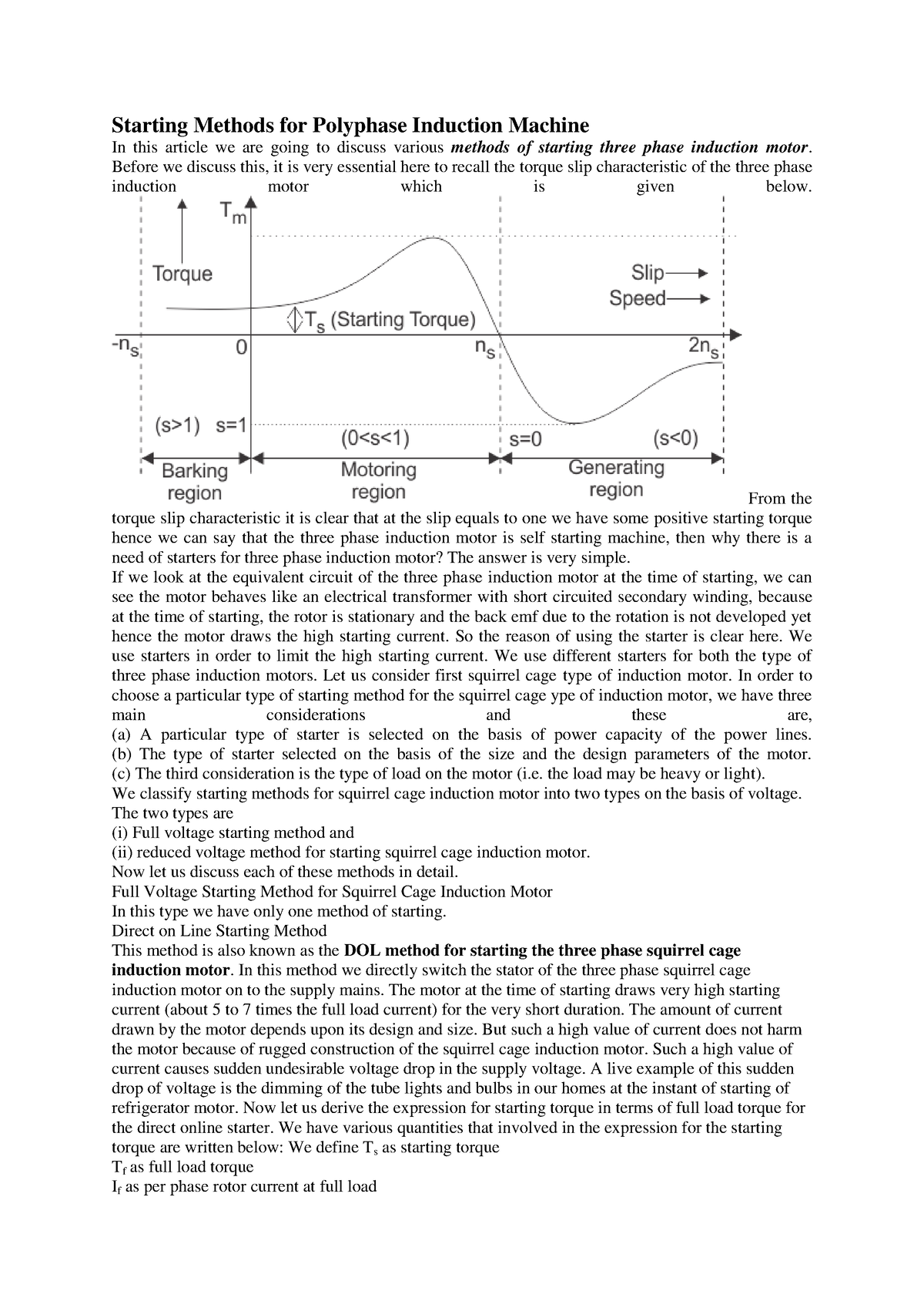 Synchronous and induction machines - Module 5 6 - Starting Methods for ...