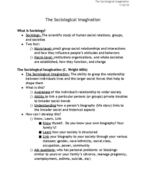 Chapter 1 summary - How Sociology Taught Me to Think Differently on My ...