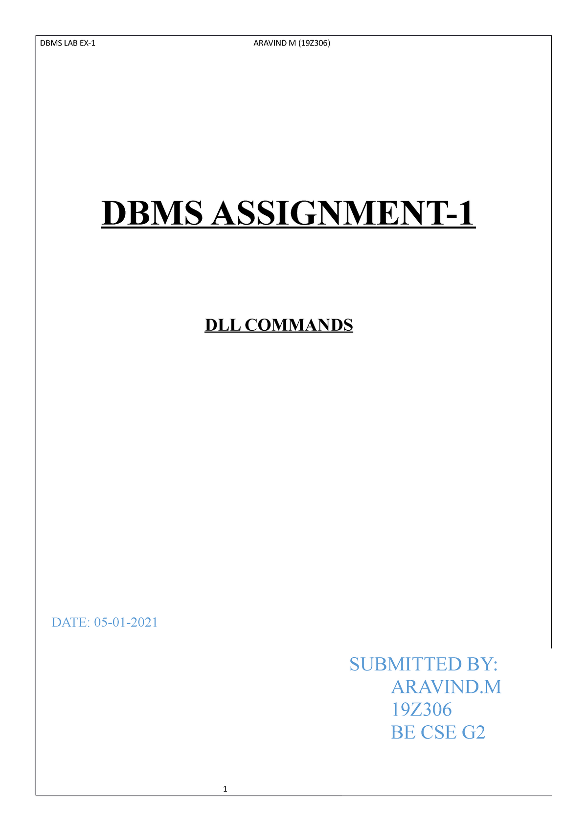 dbms lab assignments