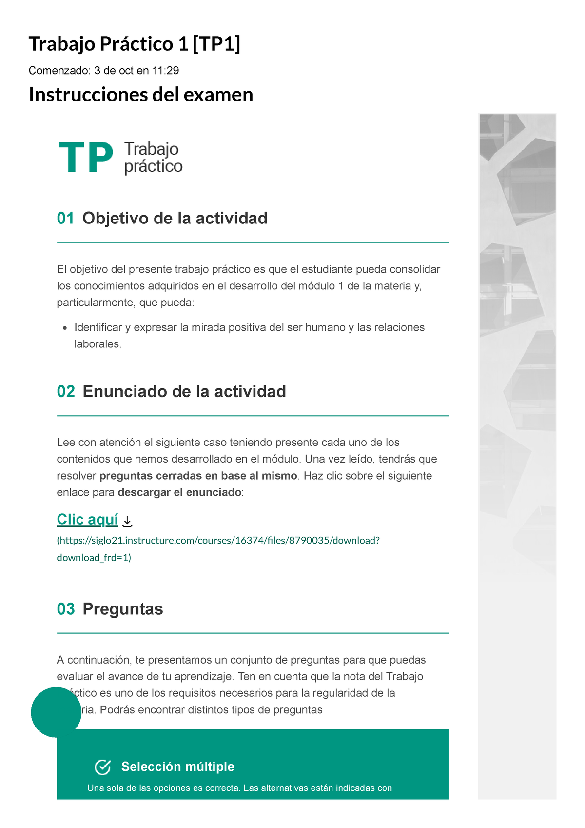 Examen Trabajo Práctico 1 Tp1 Yo 85 Trabajo Práctico 1 Tp1 Comenzado 3 De Oct En 11 4890