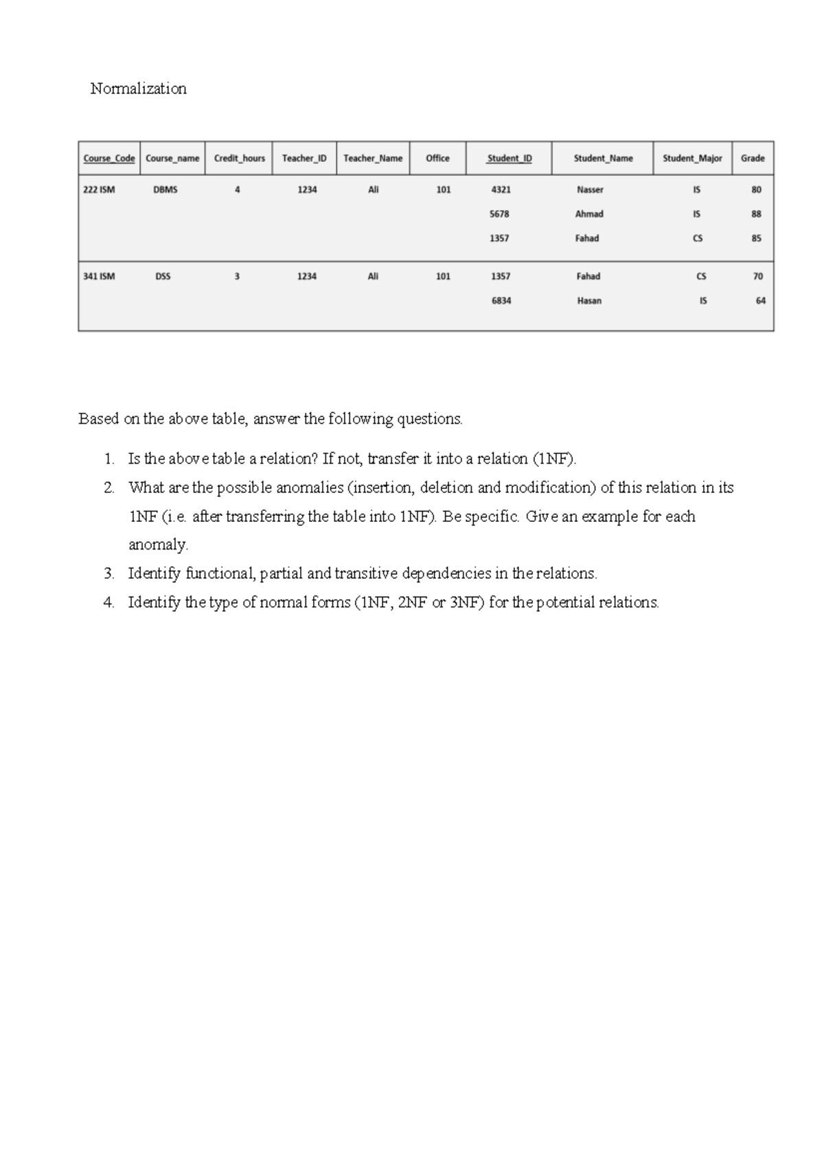 Chapter 4-Activity 2- Normalization-1 - Normalization Based on the ...