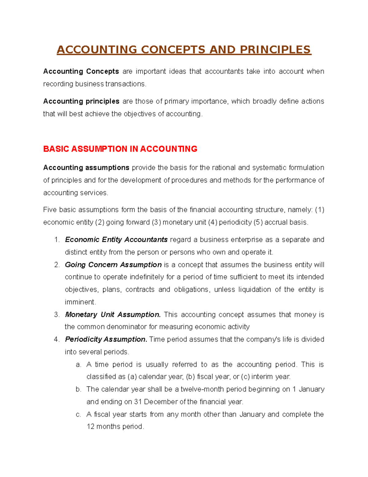 Accounting Concepts AND Principles - ACCOUNTING CONCEPTS AND PRINCIPLES ...
