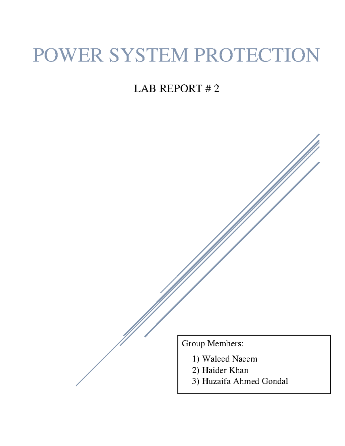 PSP 2 Lecture notes 1 POWER SYSTEM PROTECTION LAB REPORT 2