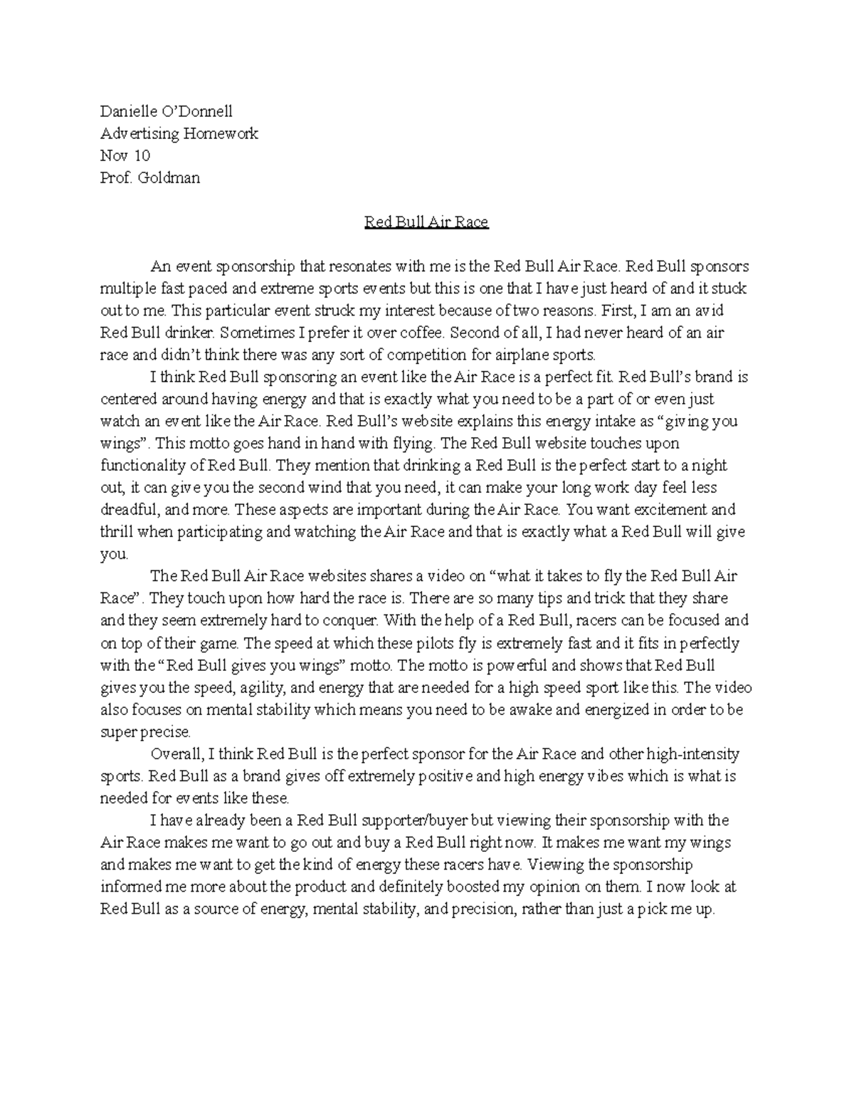 ADV HW 11 10 - Intro to Advertising Homework - Danielle O’Donnell ...