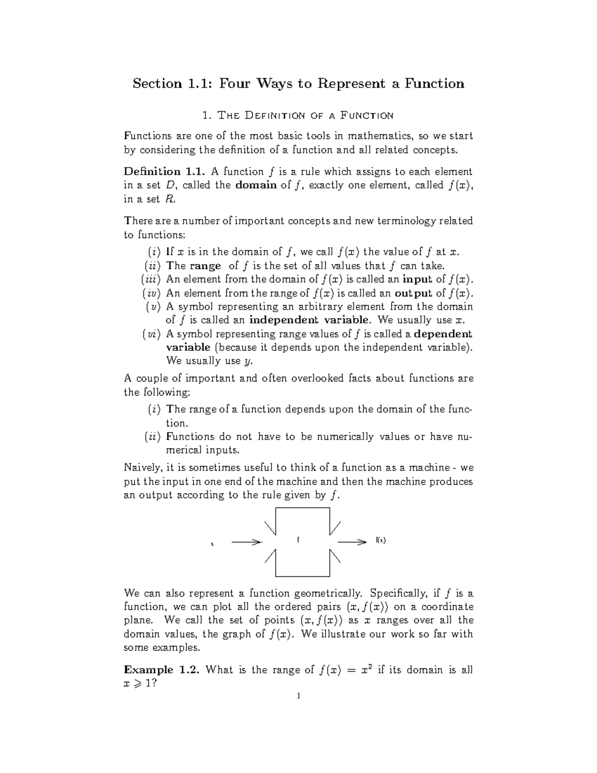 Engineering Mathematics - Section 1: Four Ways to Represent a Function ...