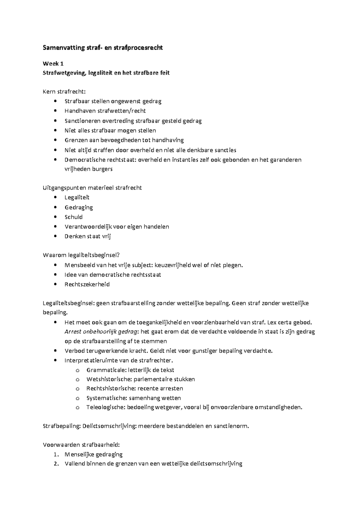 Samenvatting Strafrecht - Samenvatting Straf- En Strafprocesrecht Week ...