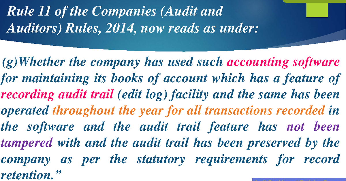 Audit-6 - Provisions Relating To Audit Under Companies Act. - Rule ...