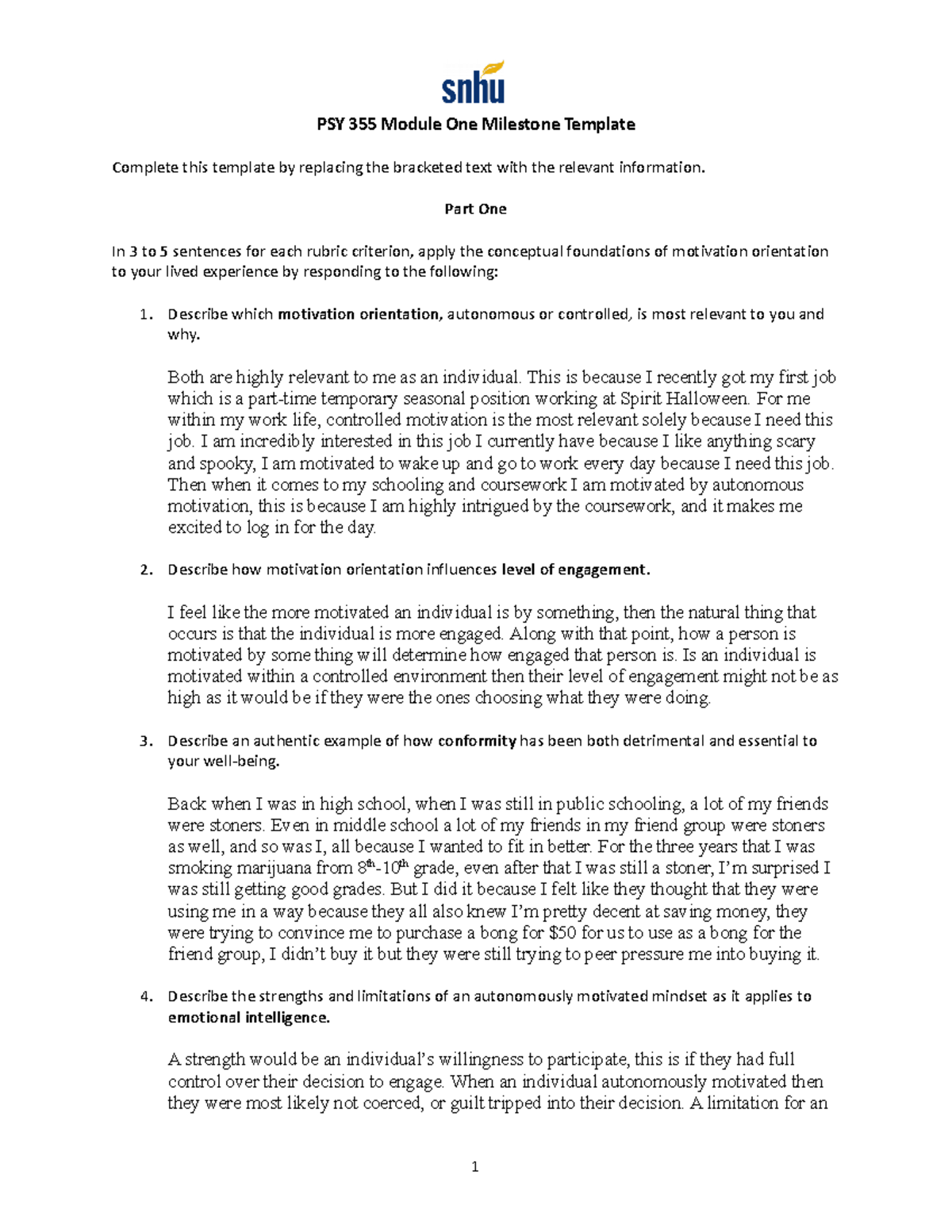 PSY-355 1-2 Module One Milestone by Emily Oravetz - PSY 355 Module One ...