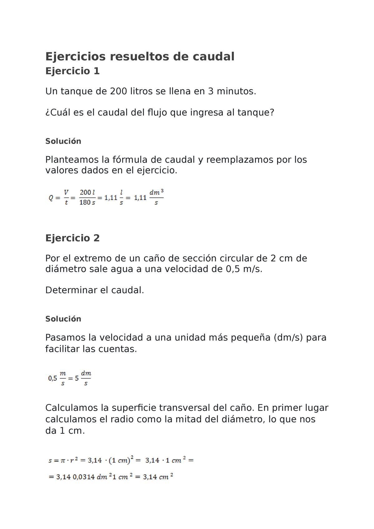 Ejercicios Resueltos De Caudal Ejercicios Resueltos De Caudal