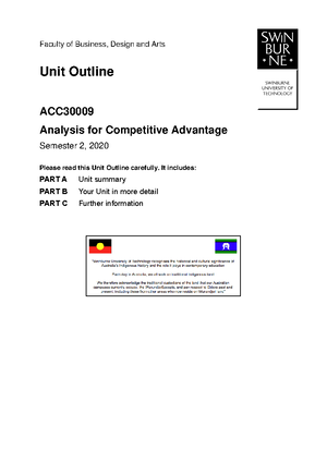 Week01 Outline - Lecture notes 1 - Swinburne University of Technology ...