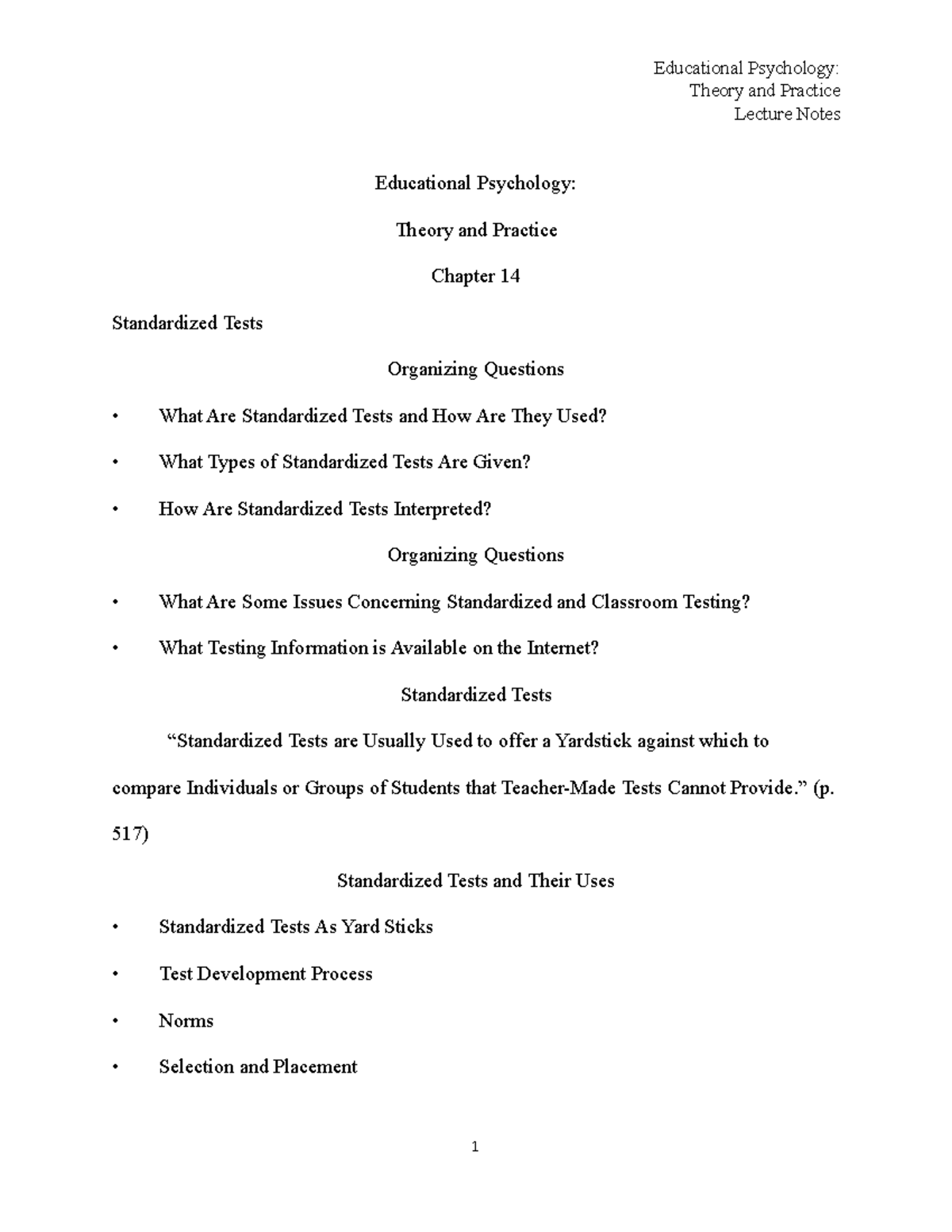 Educational Psych - Chapter 14 Lecture Notes - Theory and Practice ...
