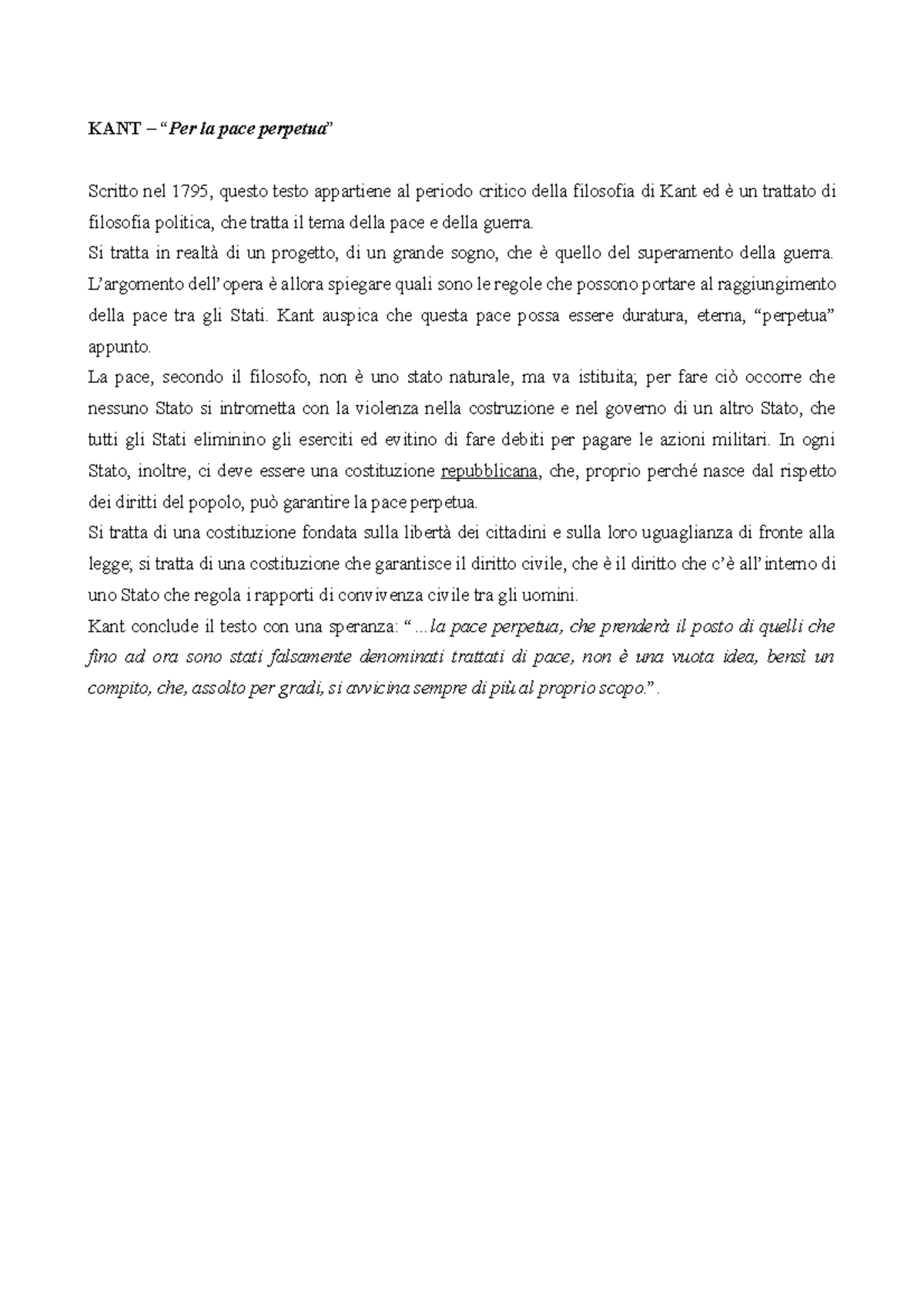 per la pace perpetua kant