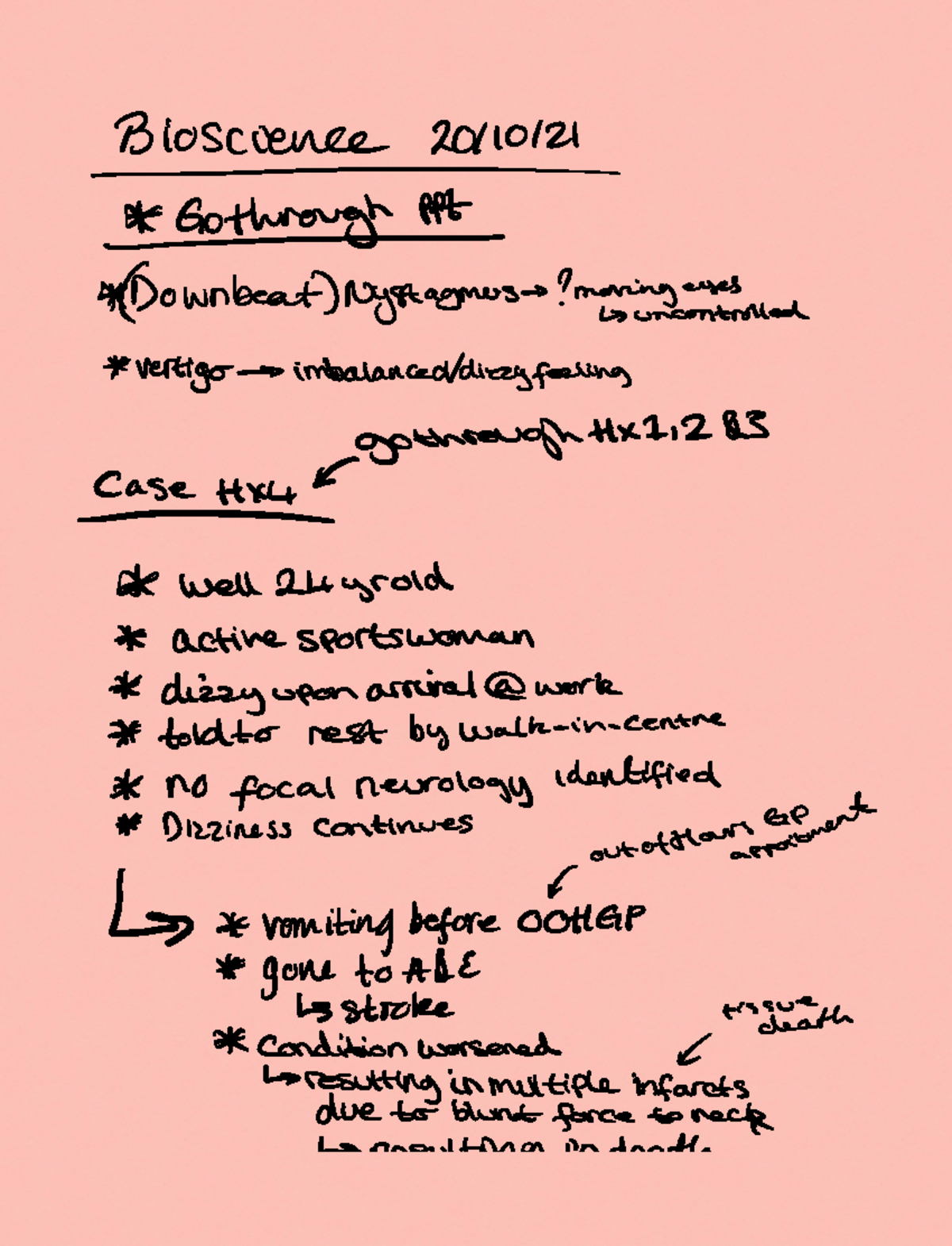 Note 20 Oct 2021 - Paramedic science class notes - Downbeat Nystagmus ...