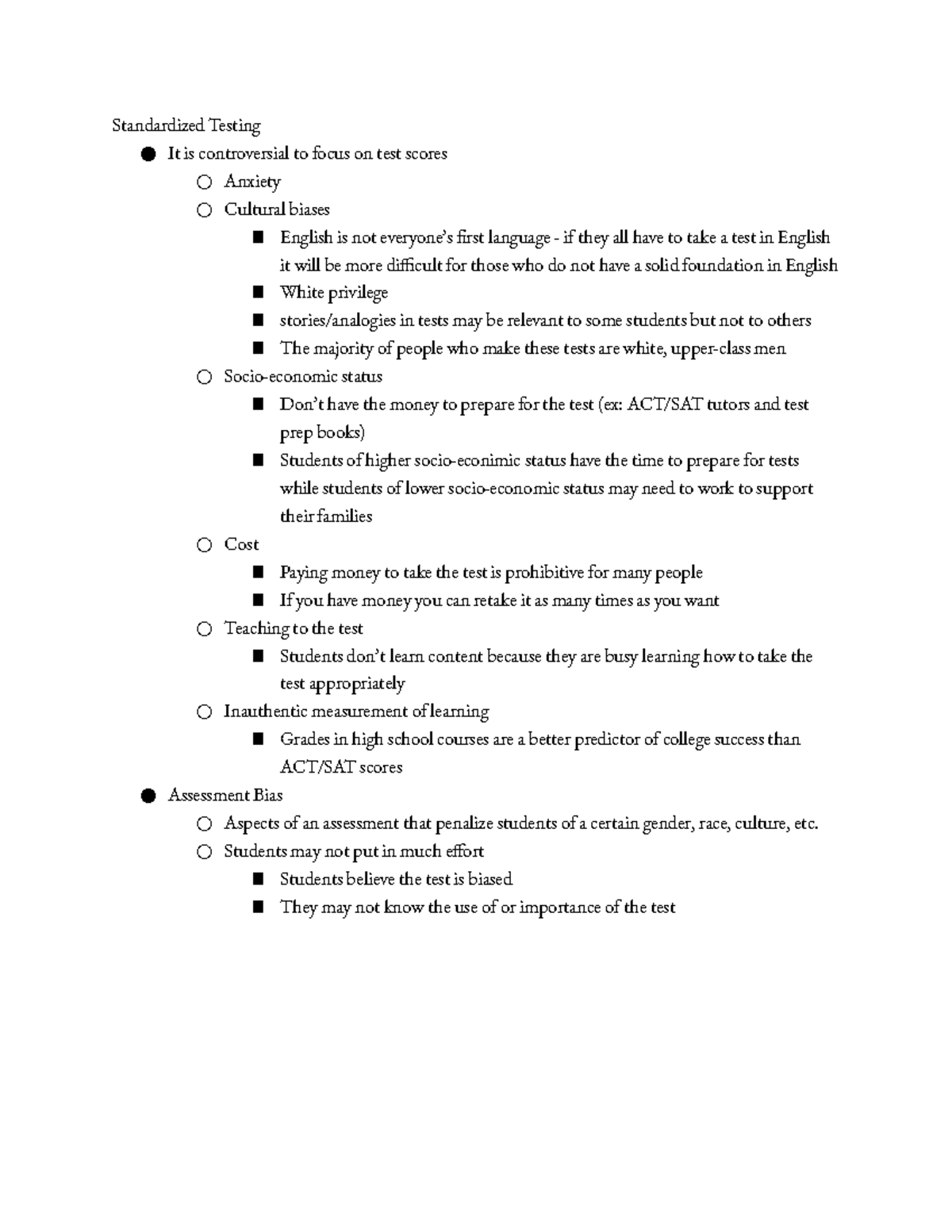 Standardized Testing - Lecture notes 37 - Standardized Testing It is ...