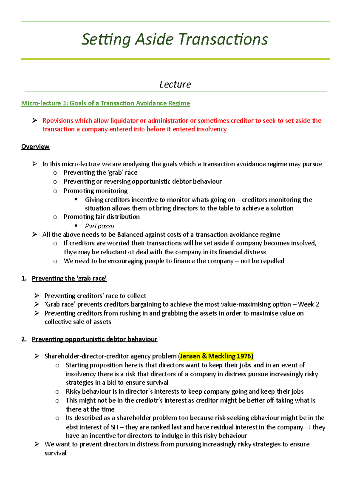 3 Setting Aside Transactions The Law Of Corporate Insolvency Studocu