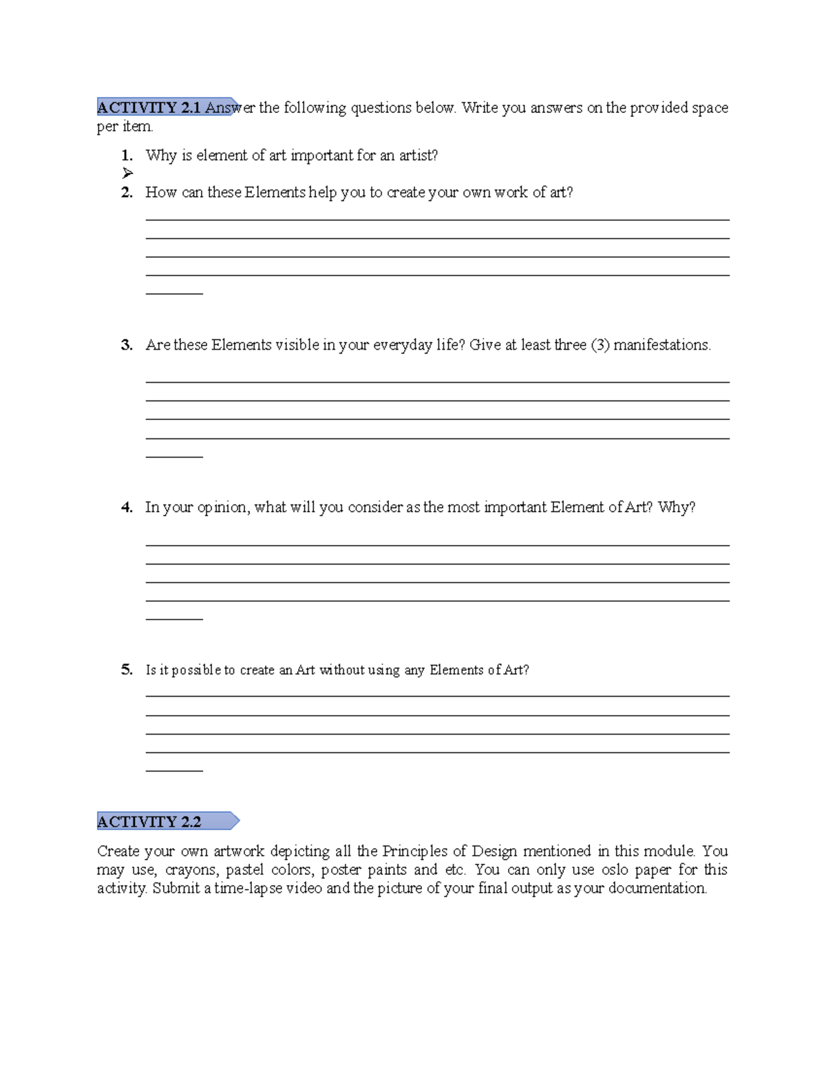 Activities 2 - for my upcoming review - ACTIVITY 2 Answer the following ...