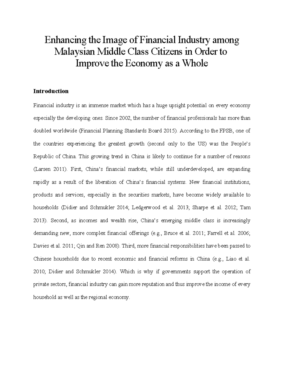 Enhancing the Image of Financial Industry among Malaysian Middle Class ...
