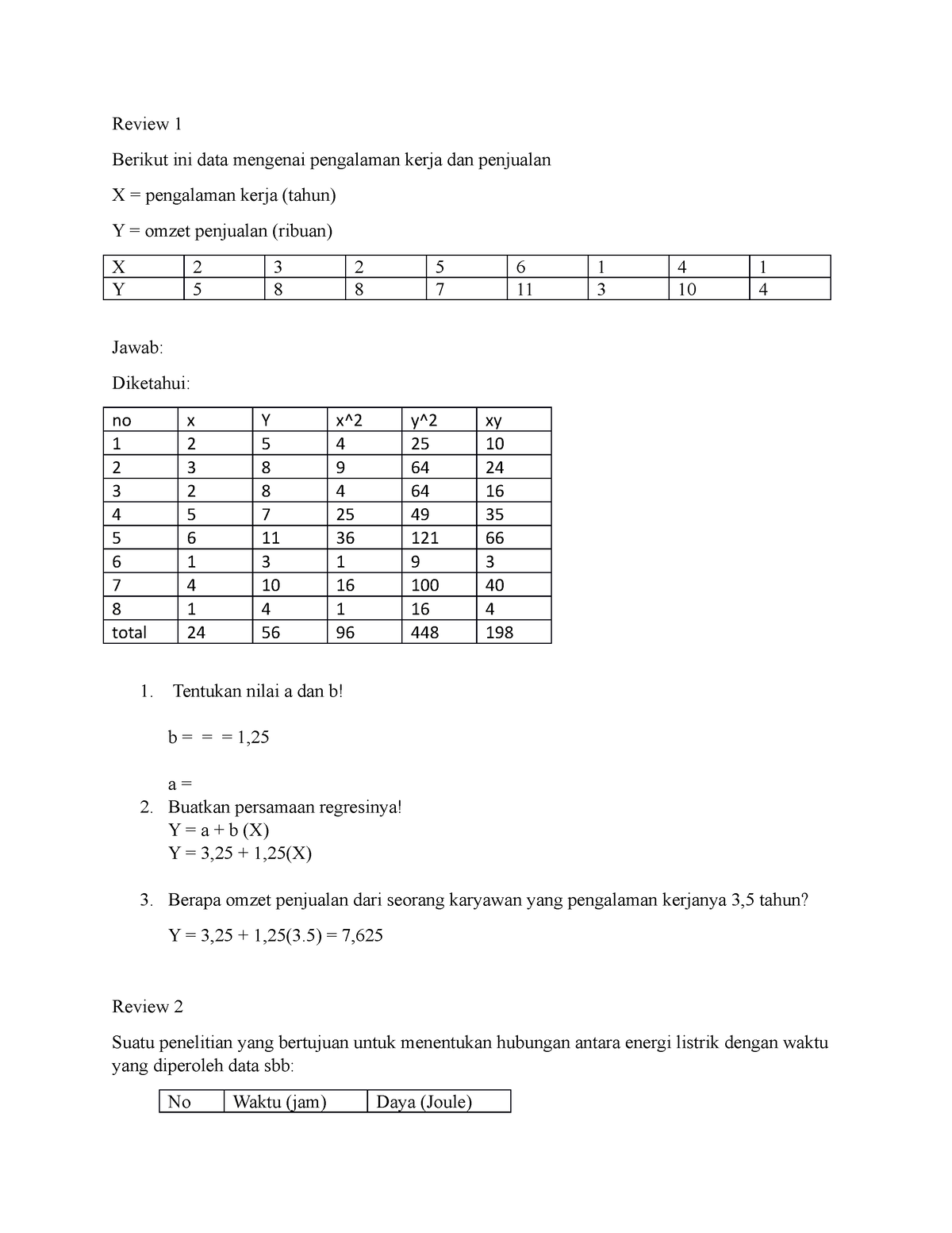 Kelompok 3 Statistika - Review 1 Berikut Ini Data Mengenai Pengalaman ...