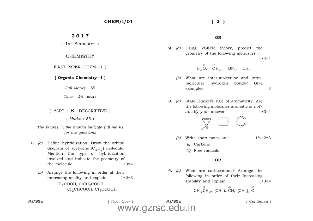 Chemistry I Semester 2017 - CHEM/I/ 2 0 1 7 ( 1st Semester ) CHEMISTRY ...