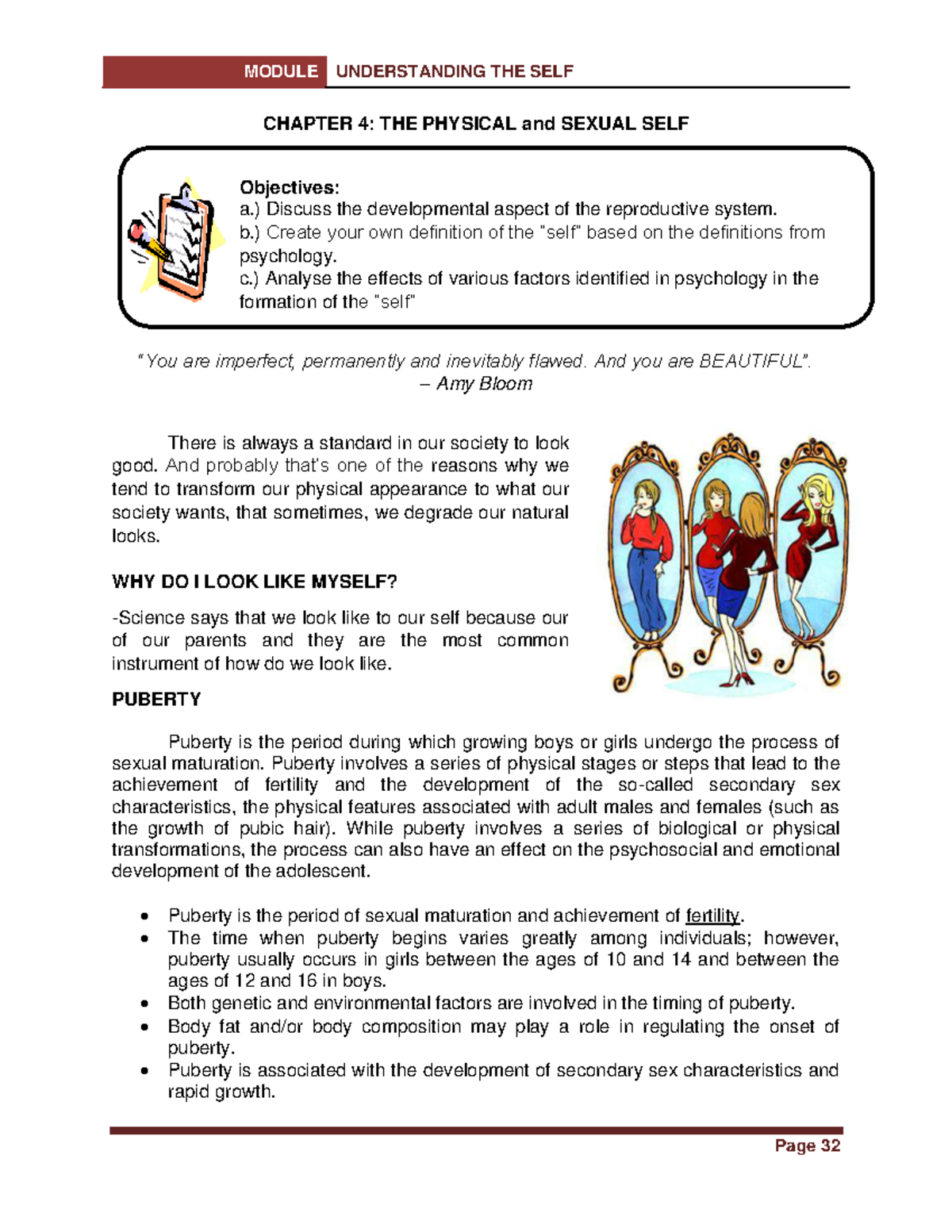 Chapter 4 - THE Physical and Sexual SELF - CHAPTER 4: THE PHYSICAL and ...
