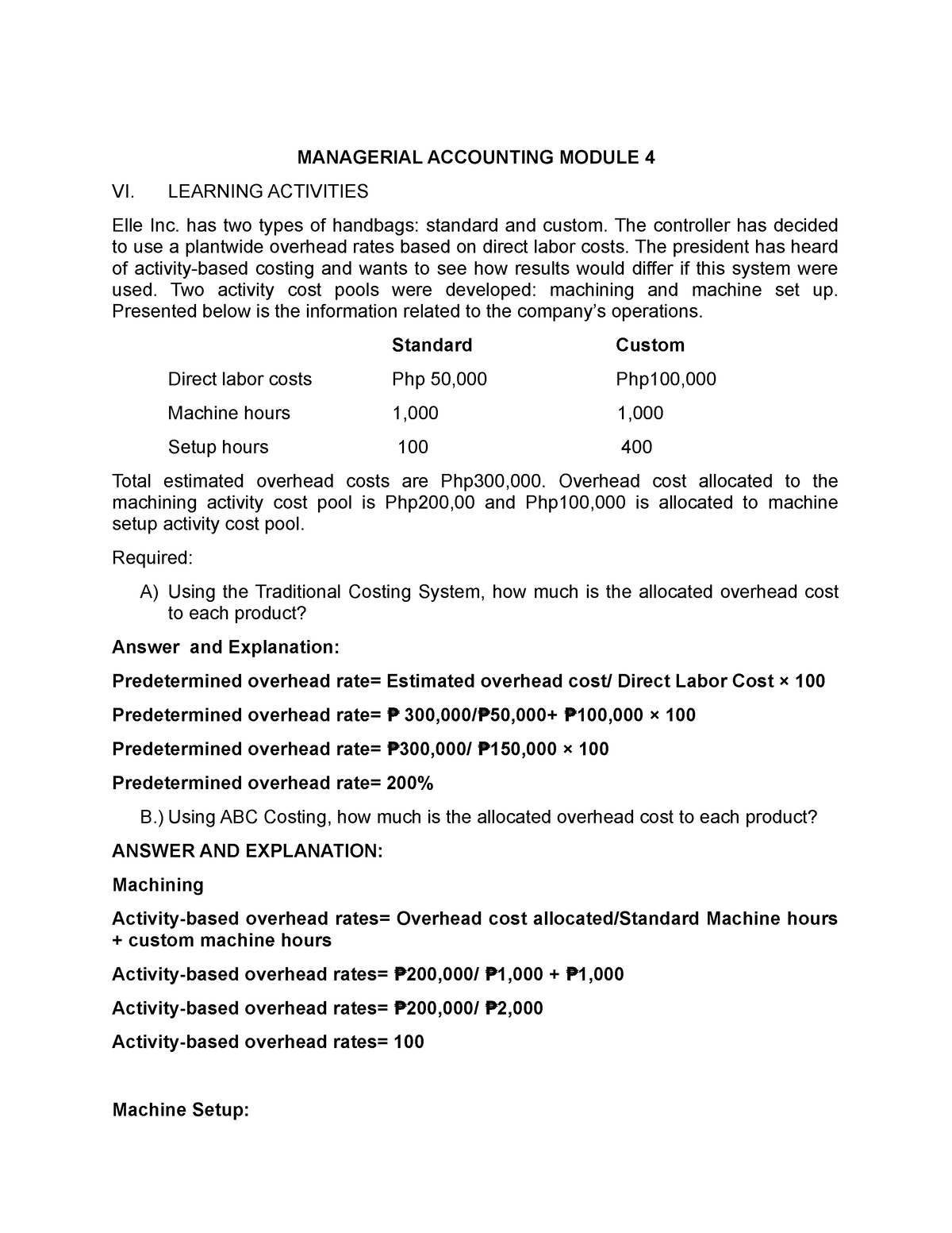 Module 4 Answer Sheet - Chap.4 - MANAGERIAL ACCOUNTING MODULE 4 VI ...