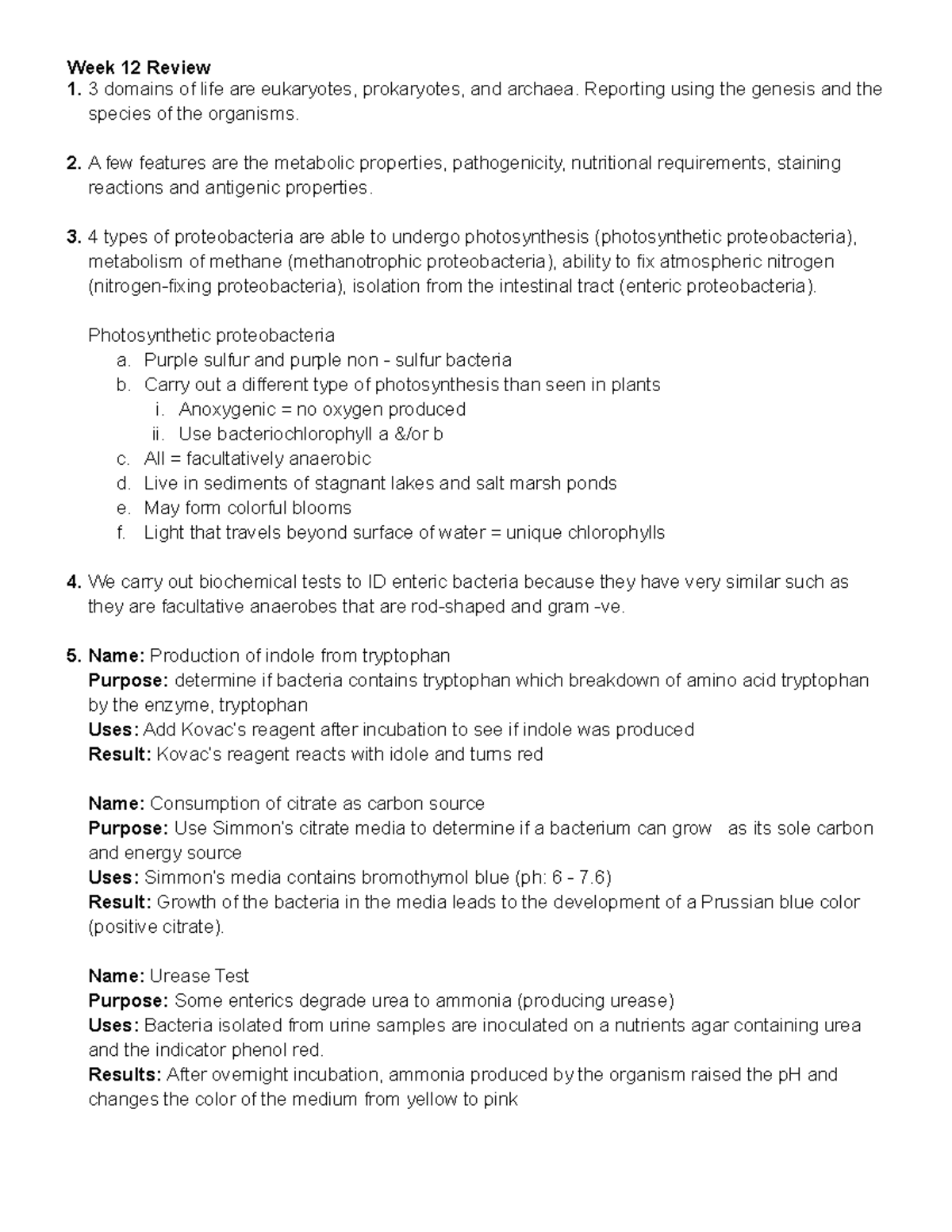 Week 12 Review Answers - Week 12 Review 1. 3 domains of life are ...