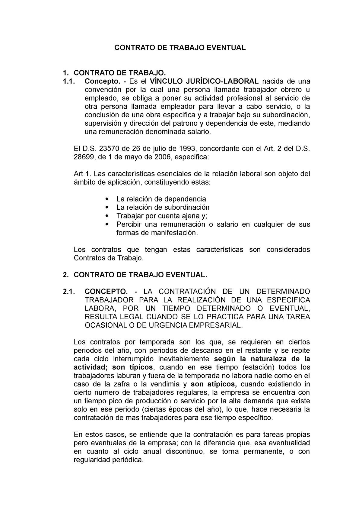 Contrato De Trabajo Eventual Derecho Del Trabajo Y Se 7243