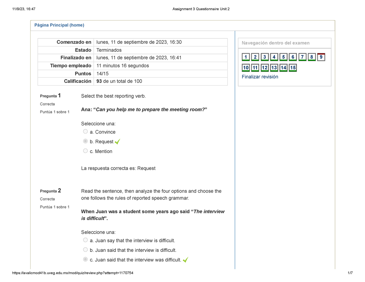 assignment 3 questionnaire unit 2