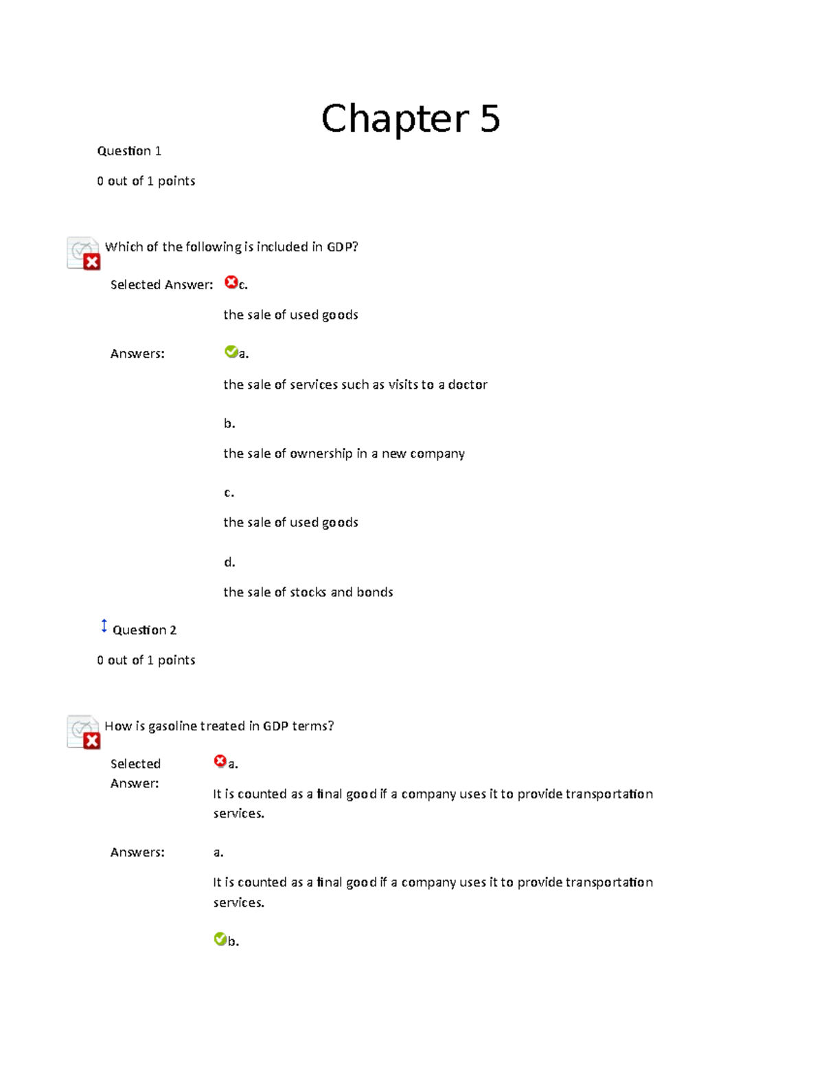 ECON 1103 Chapter 5 - notes - Chapter 5 Question 1 0 out of 1 points ...