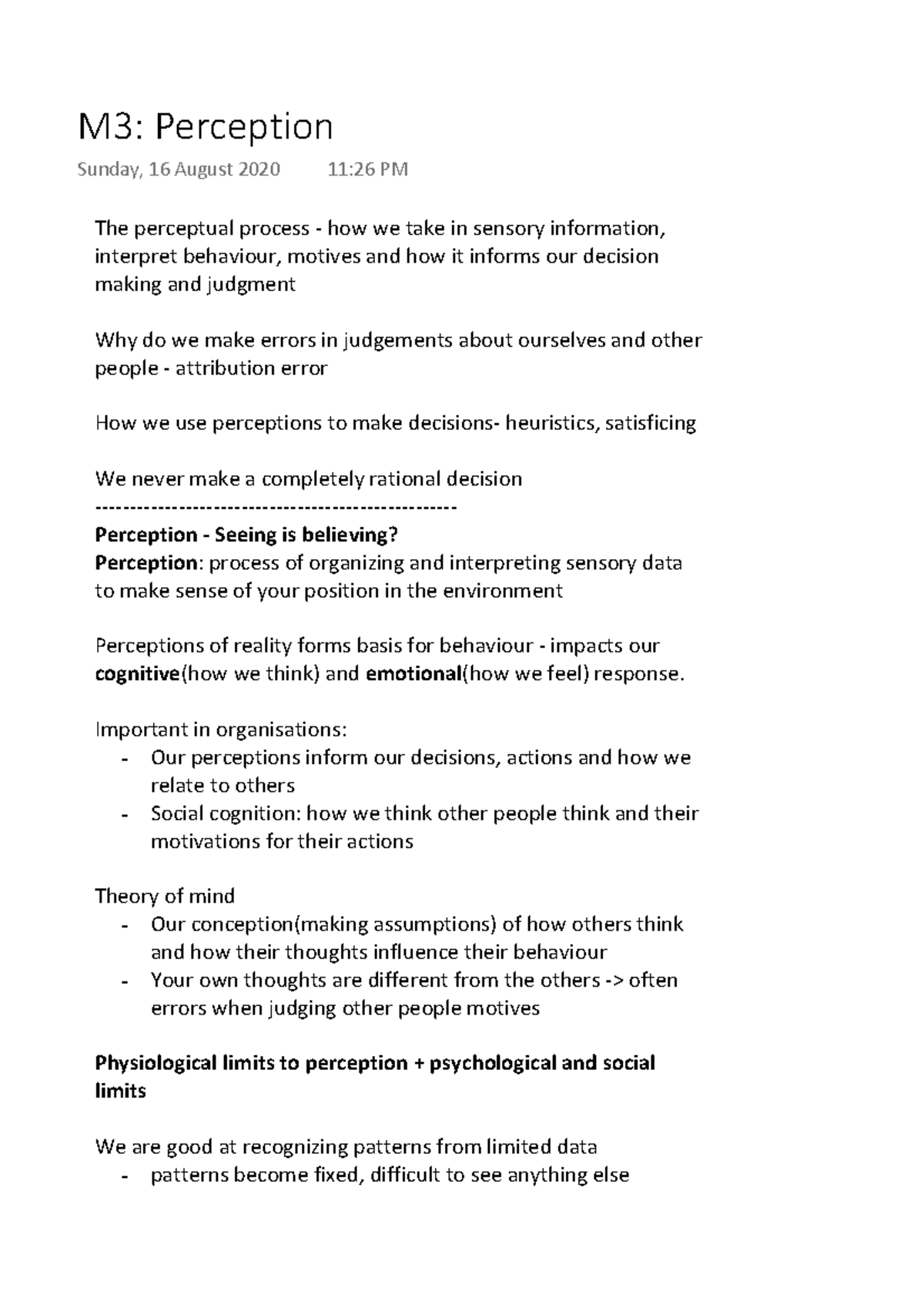 Lecture 3- Perception - The perceptual process -how we take in sensory ...