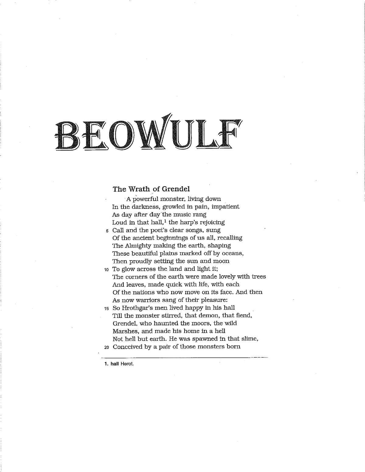 Beowulf Full Text - ENGL 2250 - Studocu